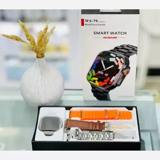 ساعت هوشمند طرح اپل واچ اولترا ۲ مدل Wisme WS-79 رنگ نقرهای با بدنه تیتانیوم